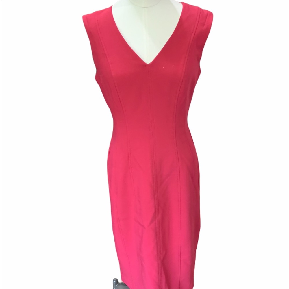 WHBM Pink Sweetheart Neck Midi sculpting dress